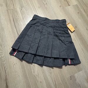 Thom Browne Charcoal Pleated Mini Skirt